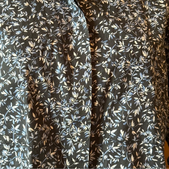 Lafayette 148 Womens Shirt Button Up Tunic Top Size XL Cotton Blue Floral - Picture 5 of 12